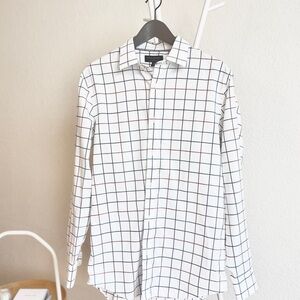 Banana Republic White Shirt with Black Check Pattern